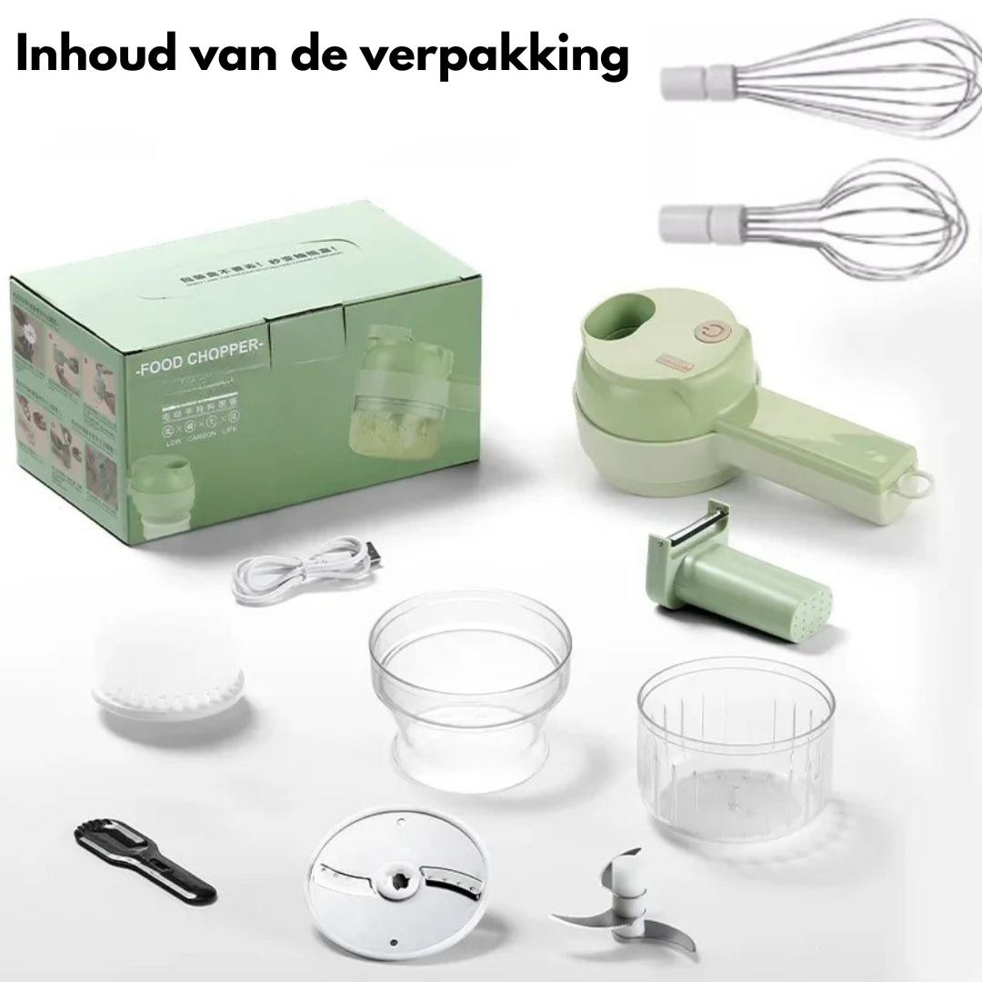 ChopMaster™ Draagbare Elektrische 3-in-1 Groentehakker, Snijder & Molen