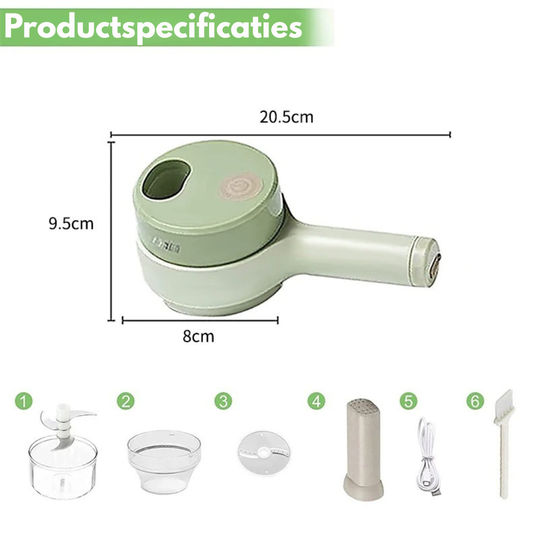 ChopMaster™ Draagbare Elektrische 3-in-1 Groentehakker, Snijder & Molen