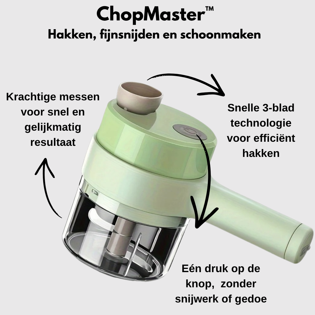 ChopMaster™ Draagbare Elektrische 3-in-1 Groentehakker, Snijder & Molen