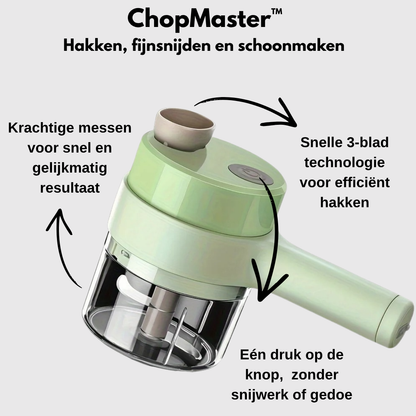 ChopMaster™ Draagbare Elektrische 3-in-1 Groentehakker, Snijder & Molen