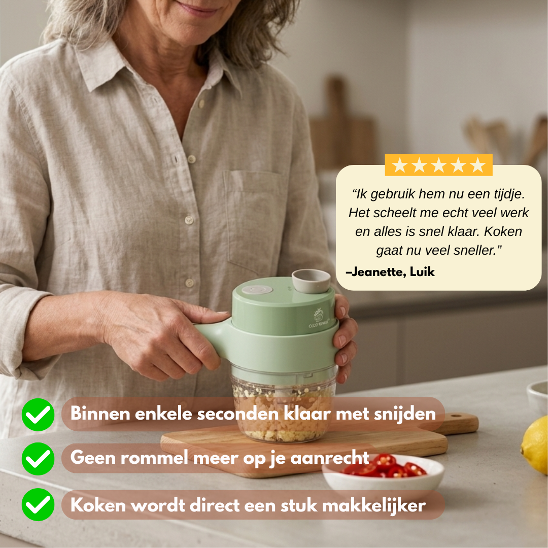 ChopMaster™ Draagbare Elektrische 3-in-1 Groentehakker, Snijder & Molen