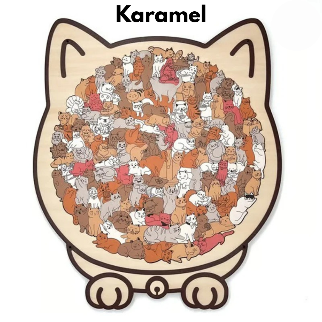 PurrPuzzle™ - Rustgevende Houten Kattenpuzzel