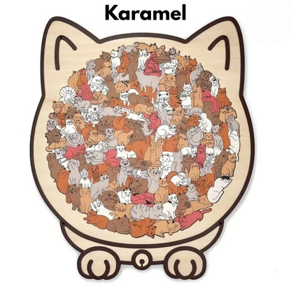 PurrPuzzle™ - Rustgevende Houten Kattenpuzzel