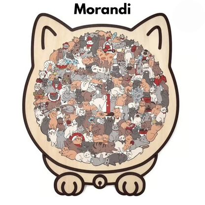 PurrPuzzle™ - Rustgevende Houten Kattenpuzzel
