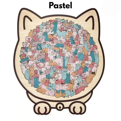 PurrPuzzle™ - Rustgevende Houten Kattenpuzzel